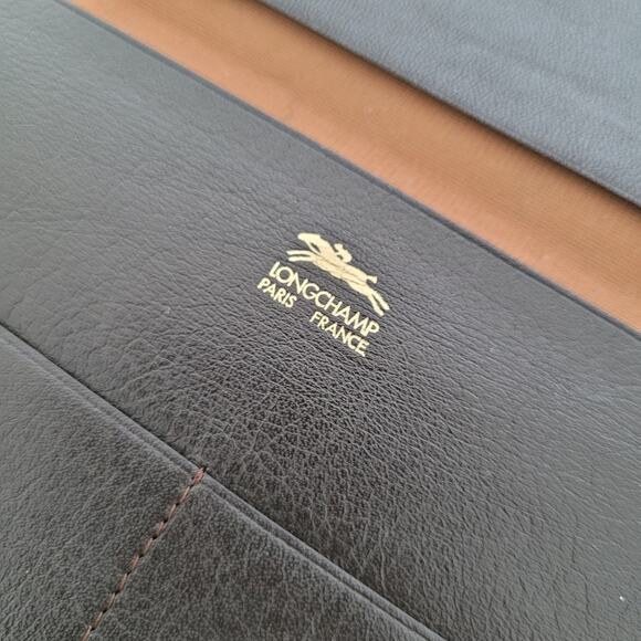 Longchamp Unisex Wallet Brown Bifold Soft Leather Folding Long Vintage Designer - Picture 4 of 10